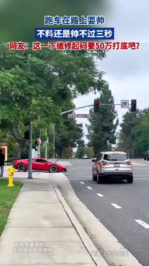 跑车在路上要帅 不料还是帅不过三秒 ，网友：这一下维修起码要50万打底吧