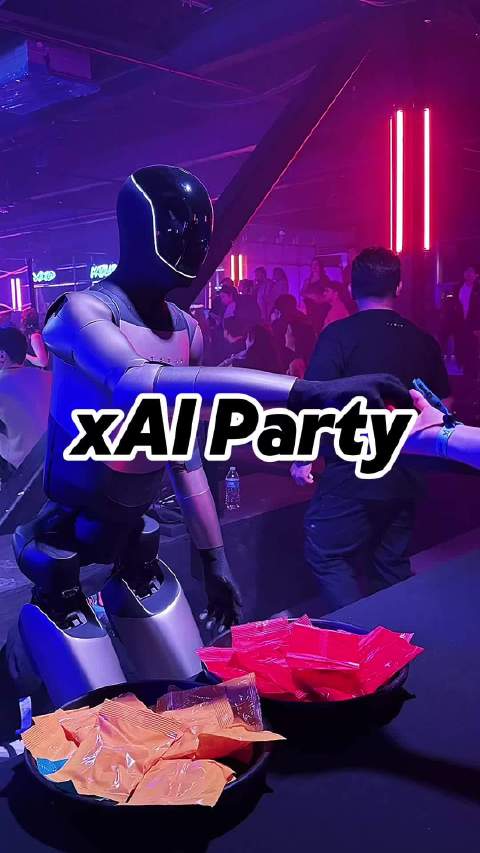 特斯拉Optimus和宇树G1相聚xAI Party
