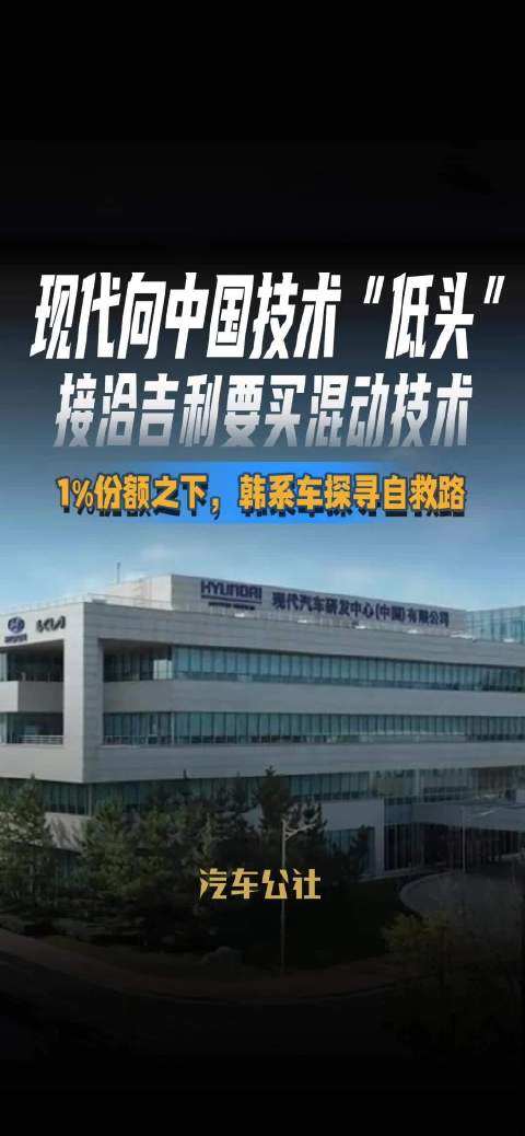 现代向中国技术“低头” 接洽吉利要买混动技术 1%份额之下，韩系车探寻自救路