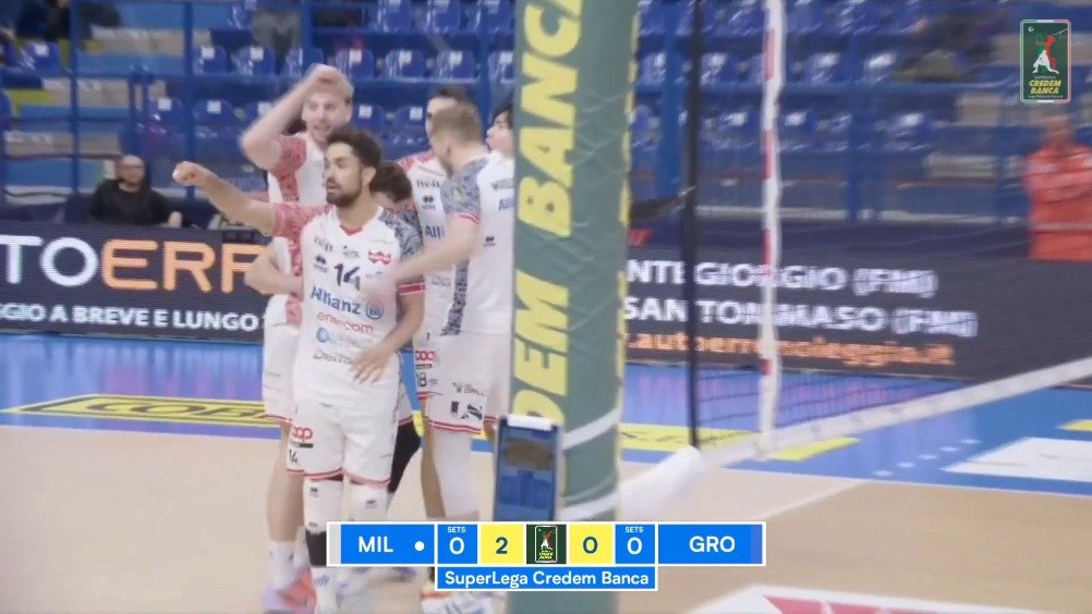 意超男排集锦 II 第12轮 米兰客场3-0零封格罗塔佐利纳