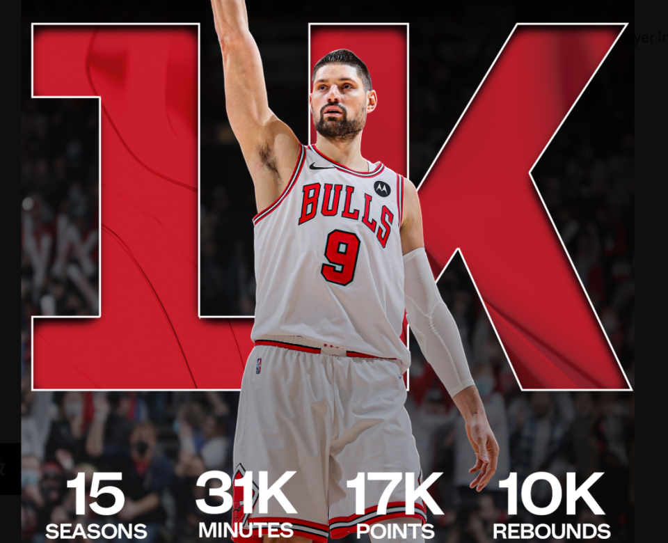 武切维奇达成1000场里程碑，生涯场均砍下两双数据