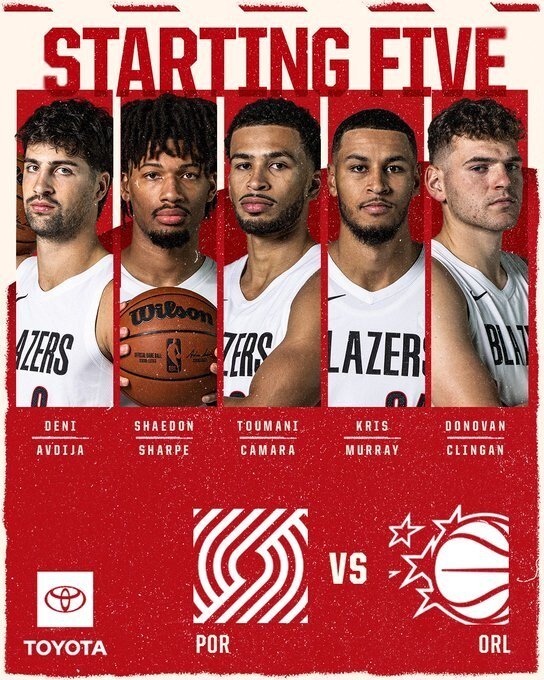 开拓者vs魔术首发：克林根在列，杨瀚森替补待命，穆雷顶替格兰特