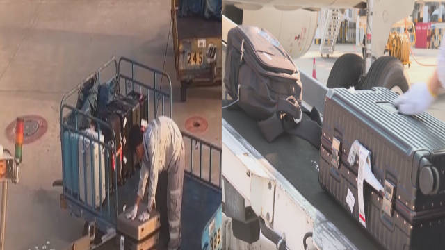 认真对待每一件行李装卸！机场装卸员搬运行李轻拿轻放获网友点赞