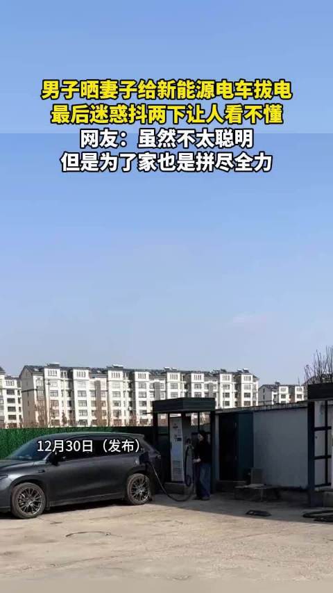 男子晒妻子给新能源电车拔电，最后迷惑抖两下让人看不懂！