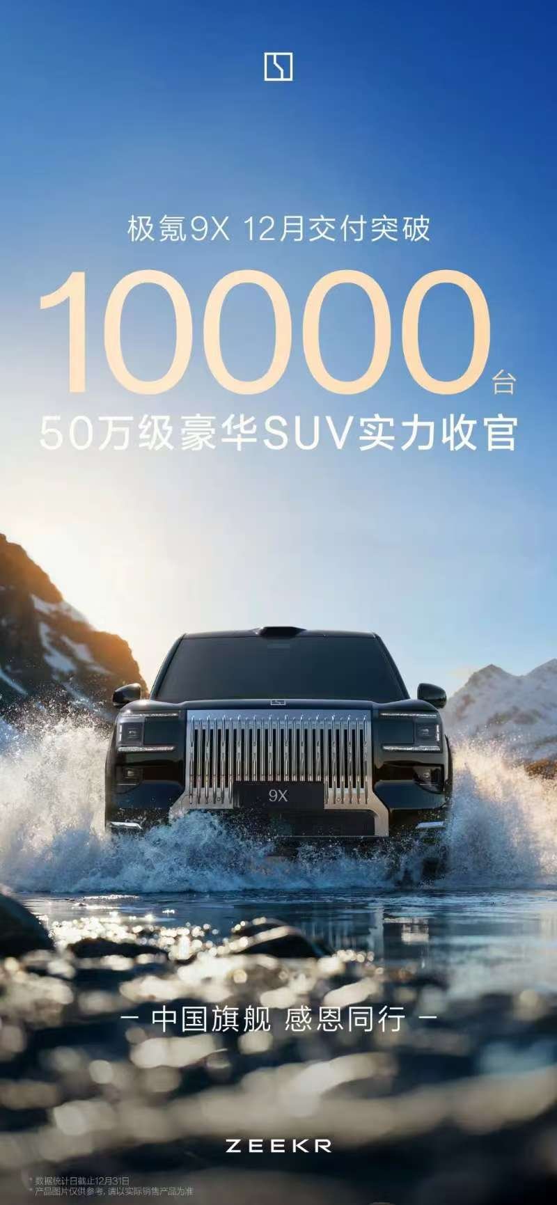 极氪9X月交付破万，50万级豪华SUV实力收官