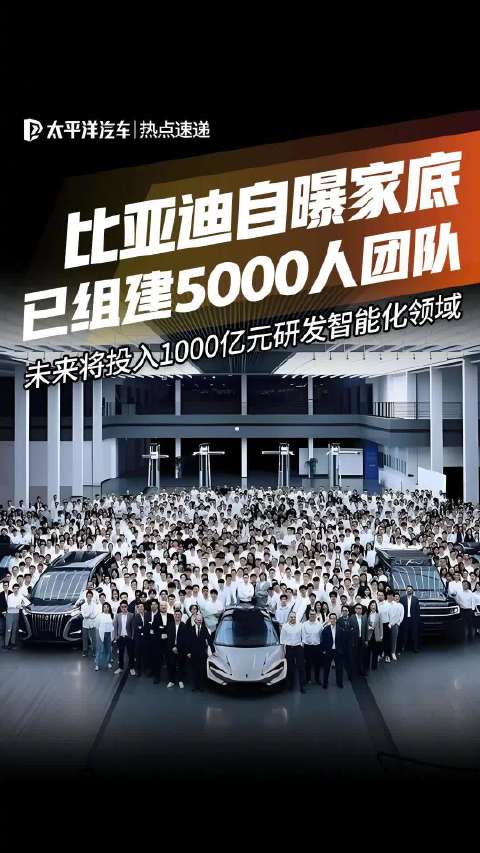 比亚迪组建5000人团队投入千亿研发智能驾驶