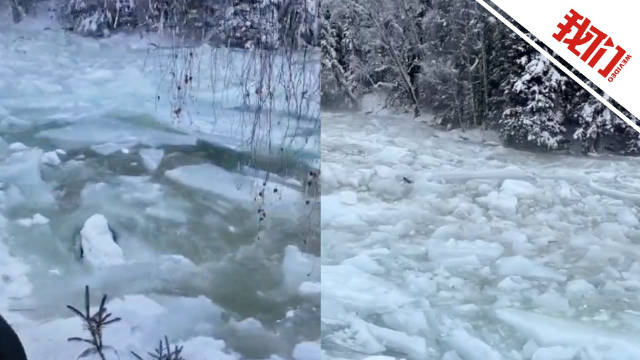 喀纳斯景区河道涌下急流