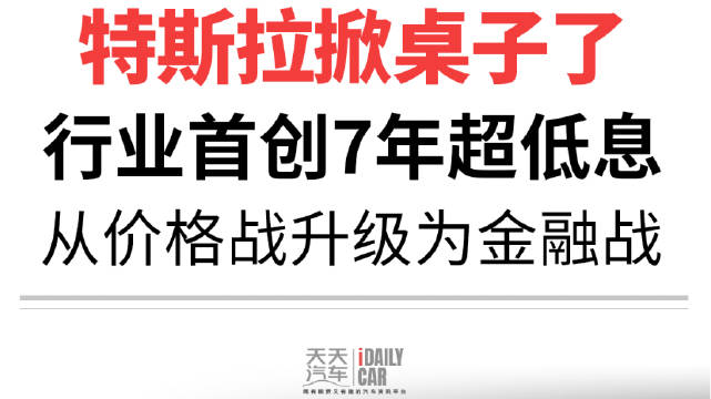 特斯拉掀桌子了！行业首创7年超低息 从价格战升级为金融战