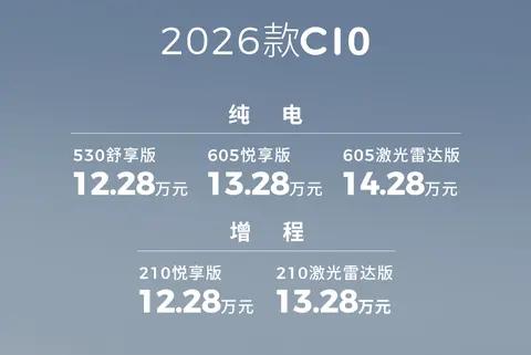 2026款零跑C10：增配+降价，拥有增程、纯电可选