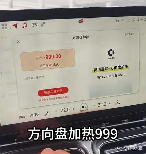 车主曝光方向盘加热999/座椅通风1999元？车主:要不刹车也收费？