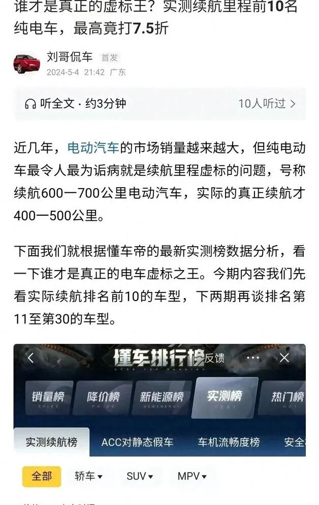 谁才是虚标王?纯电车续航能力分析(第三篇),最高竟打6.5折!