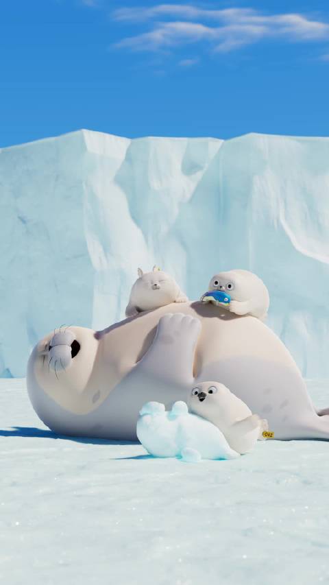 北极圈爆笑日常！ 海豹妈妈和海豹宝宝斗智斗勇，一对三争取睡眠时间！