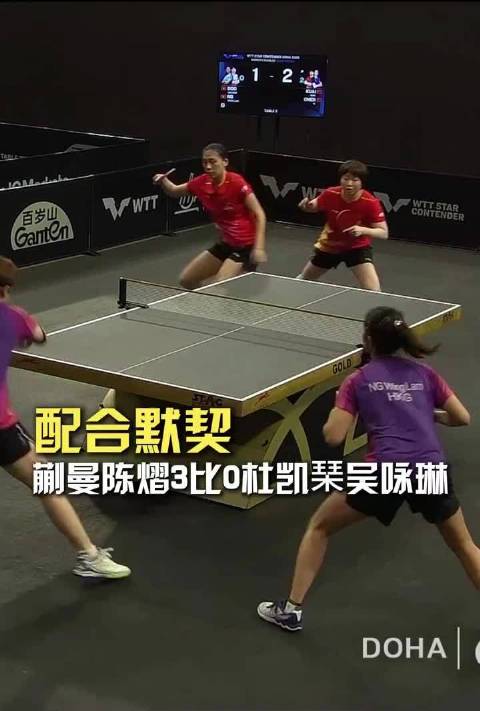 蒯曼陈熠3比0横扫杜凯琹吴咏琳，00后组合展现默契成长