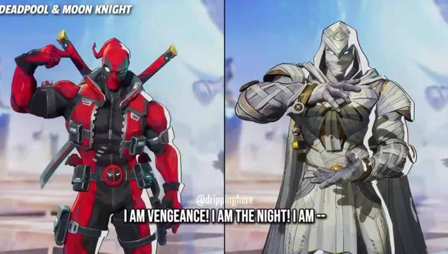 漫威争锋游戏再现蝙贱联动梗，死侍调侃月光骑士