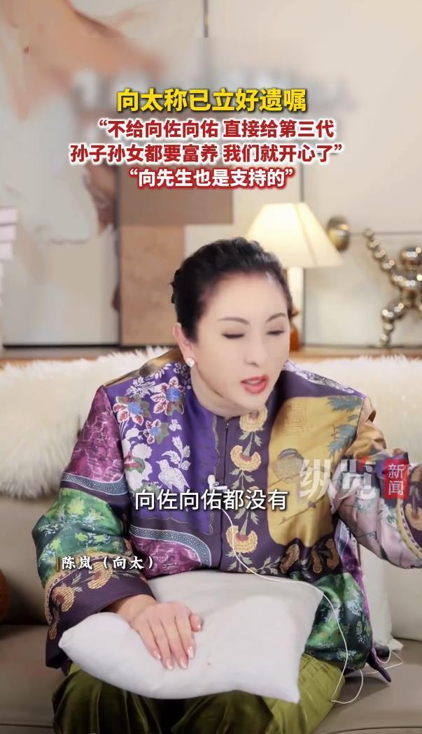 向太自曝已经立好遗嘱，不给向佐向佑只留给孙子孙女，希望他们被富养长大