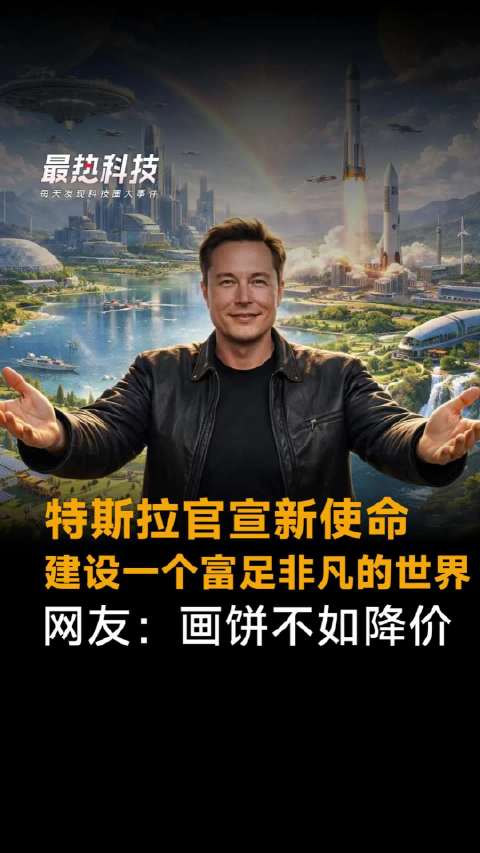特斯拉官宣新使命，建设一个富足非凡的世界，网友：画饼不如降价