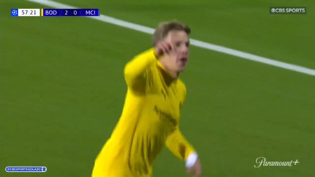 欧冠 联赛阶段，博德闪耀3比1曼城