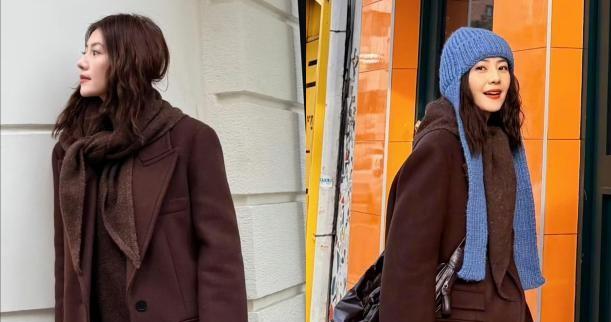 46岁高圆圆早就该这样穿，美拉德大衣+牛仔裤，穿出了超模气场