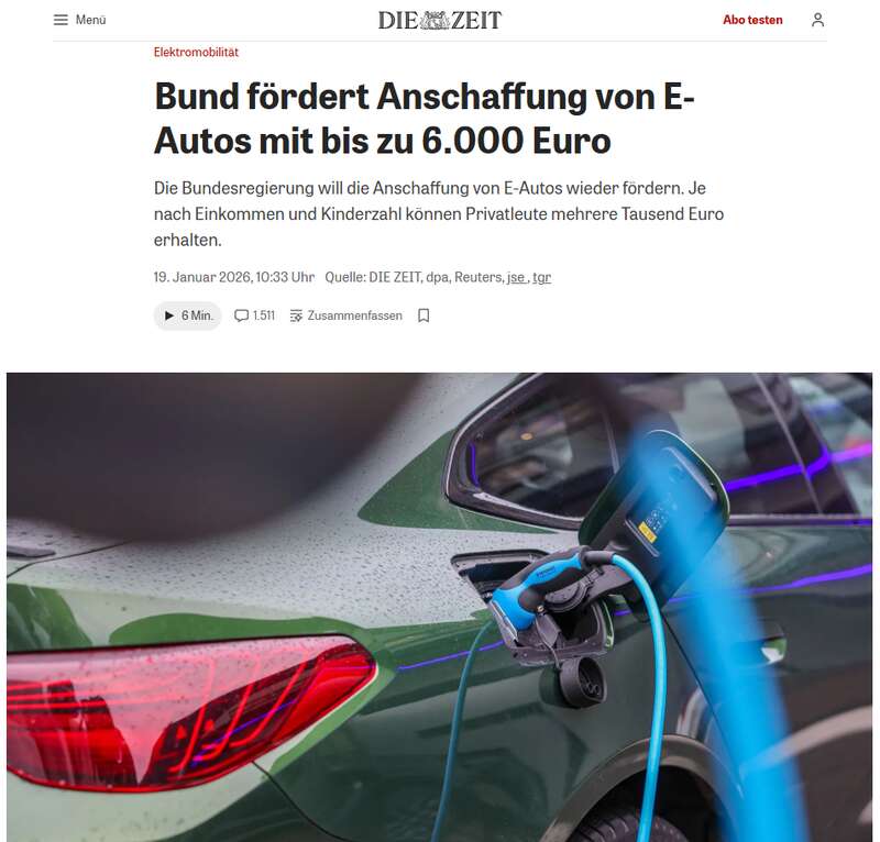 德媒：德国电动车不如一些中国车，补贴政策也走了岔路