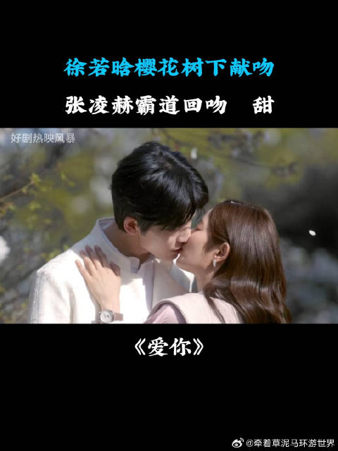 徐若晗樱花树下献吻，张凌赫霸道回吻齁甜