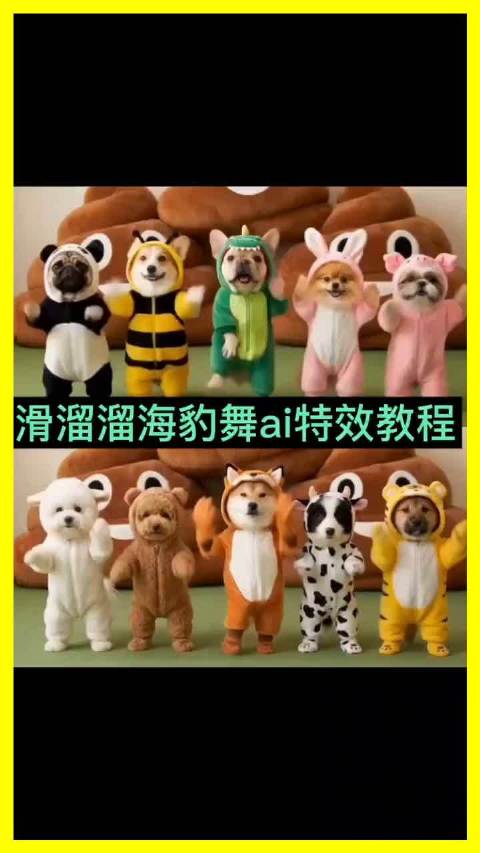 萌犬穿动物装跳海豹舞，AI特效教程走红