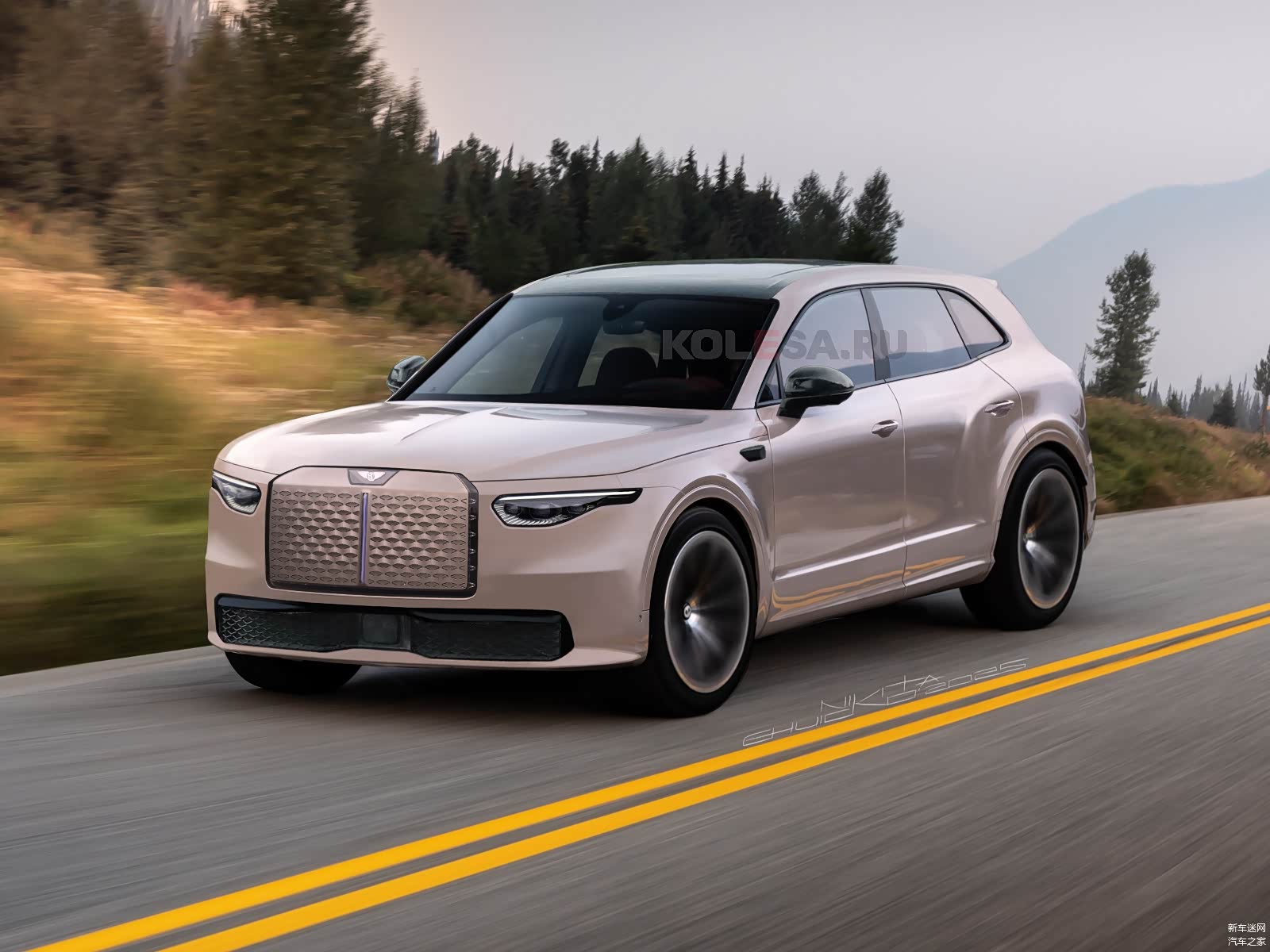 宾利全新纯电SUV渲染图曝光,或采用保时捷卡宴纯电版同款动力