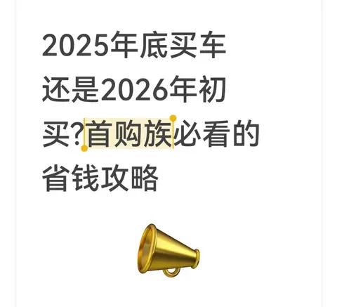 2025年底还是2026年初买车?首购族省万把块的攻略在这