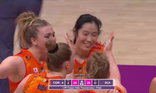 朱婷助科内利亚诺3-0胜斯坎迪奇夺意大利女排杯冠军
