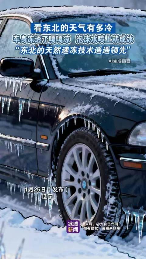 东北极寒车身速冻，泡沫水喷溅瞬间成冰