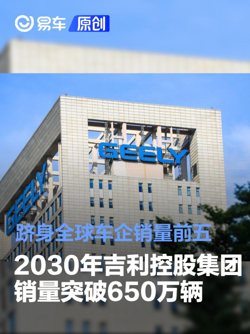 2030年吉利控股集团销量突破650万辆 跻身全球车企销量前五