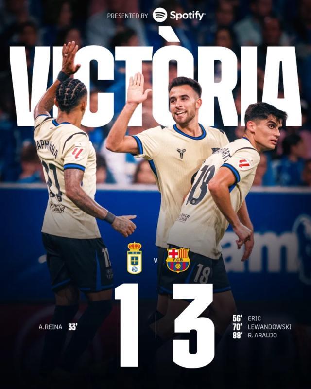 【西甲】双后卫+莱万破门！巴萨3比1逆转奥维耶多