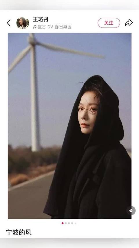 王珞丹打卡宁波慈溪十一塘落日风车海