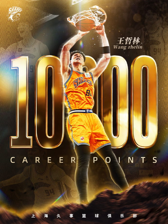 王哲林破10000分CBA历史第6人　郭艾伦退赛上海逆转大胜广州