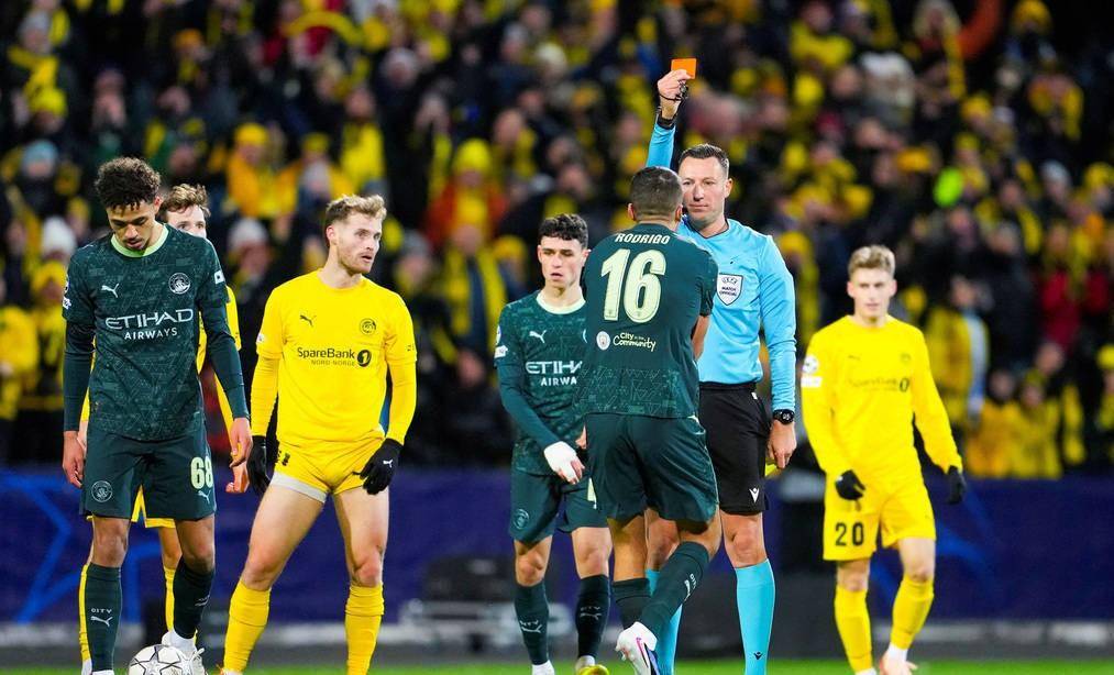 爆冷失利!罗德里染红，博德闪耀3比1曼城，收获欧冠联赛首胜_草皮_加拉塔萨雷