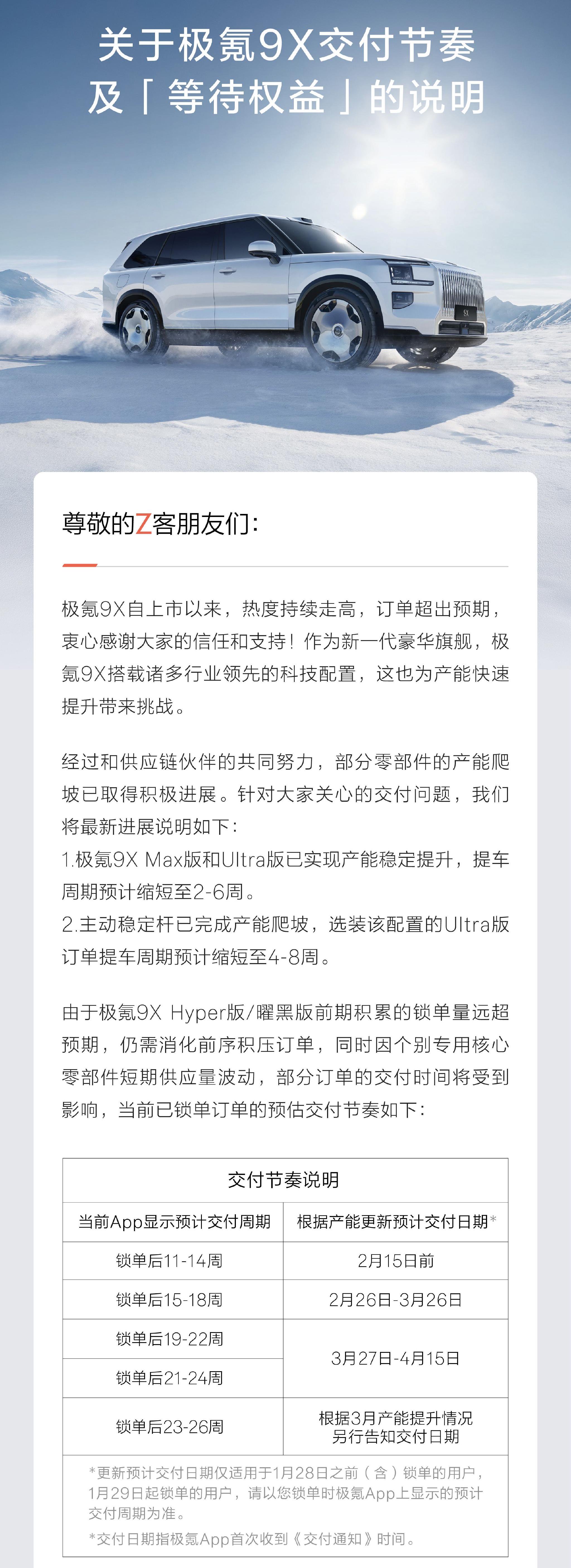 极氪9X应对交付订单，推出最高1.2万元等车补贴