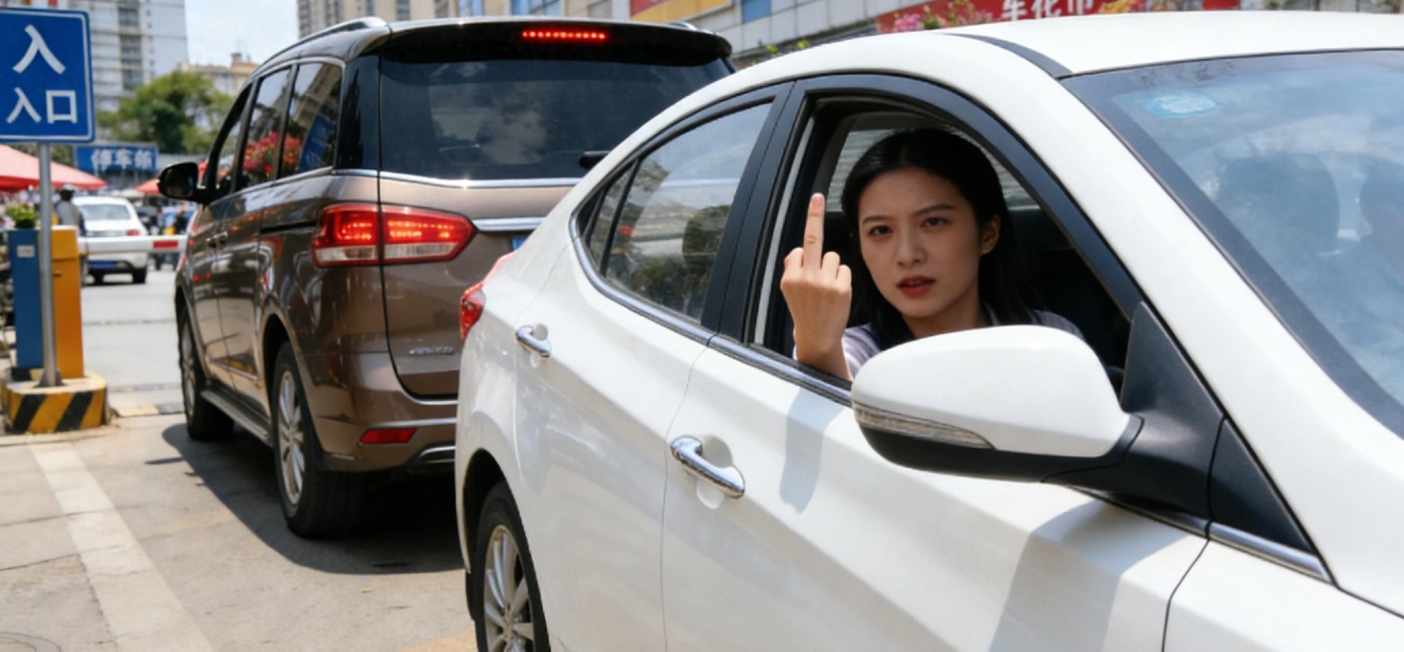 女子违停竖中指被撞，交警最新回应来了!责任划分引全网热议