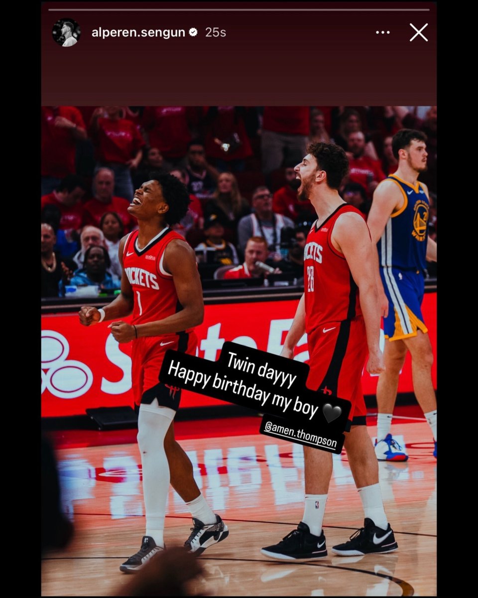 我的兄弟！阿尔佩伦-申京Ins晒合影为阿门-汤普森庆生