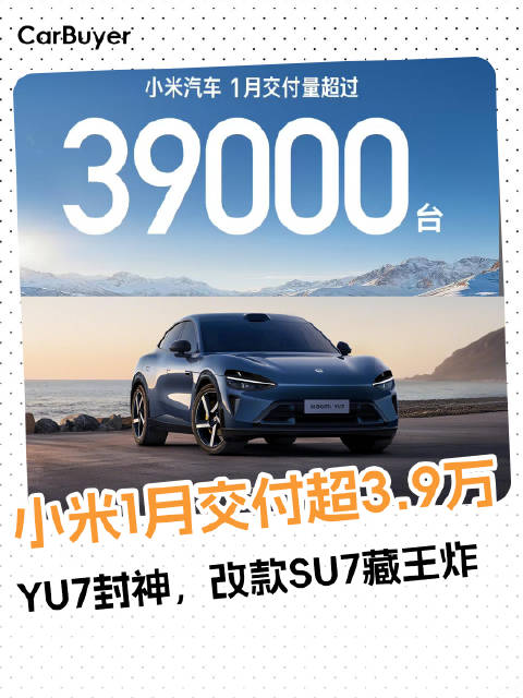 小米1月交付超3.9万，YU7封神，改款SU7藏王炸