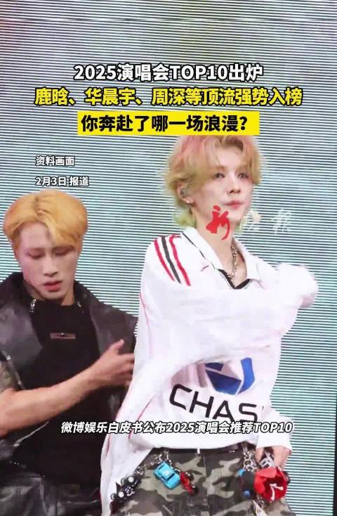 2025演唱会TOP10榜单揭晓，鹿晗华晨宇周深等领衔