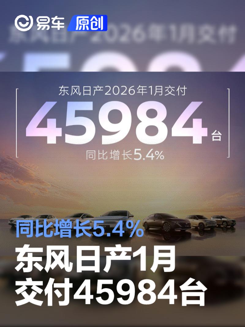 东风日产1月交付45984台 同比增长5.4%