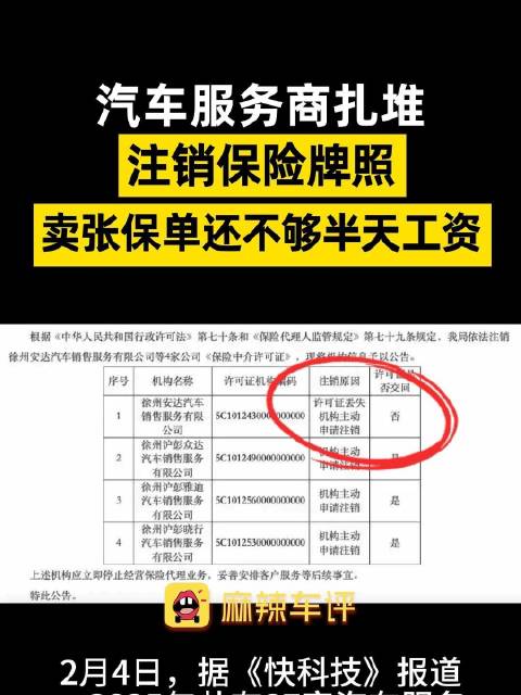 2025年超80家汽车服务商注销保险牌照，车商称卖张保单不够半天工资