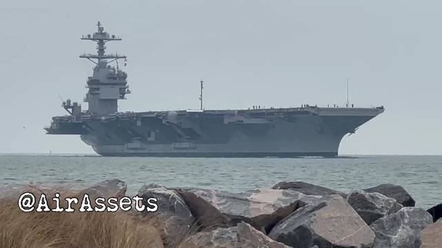 美国肯尼迪号航母完成首次建造商海试返回船厂