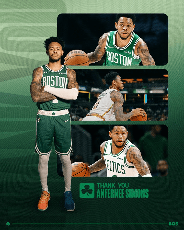 凯尔特人官方社媒晒海报告别西蒙斯：谢谢你，安芬尼！