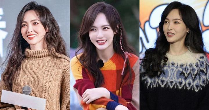 看唐嫣穿毛衣，我悟了：不配半身裙、皮鞋，配牛仔裤才更高级时髦