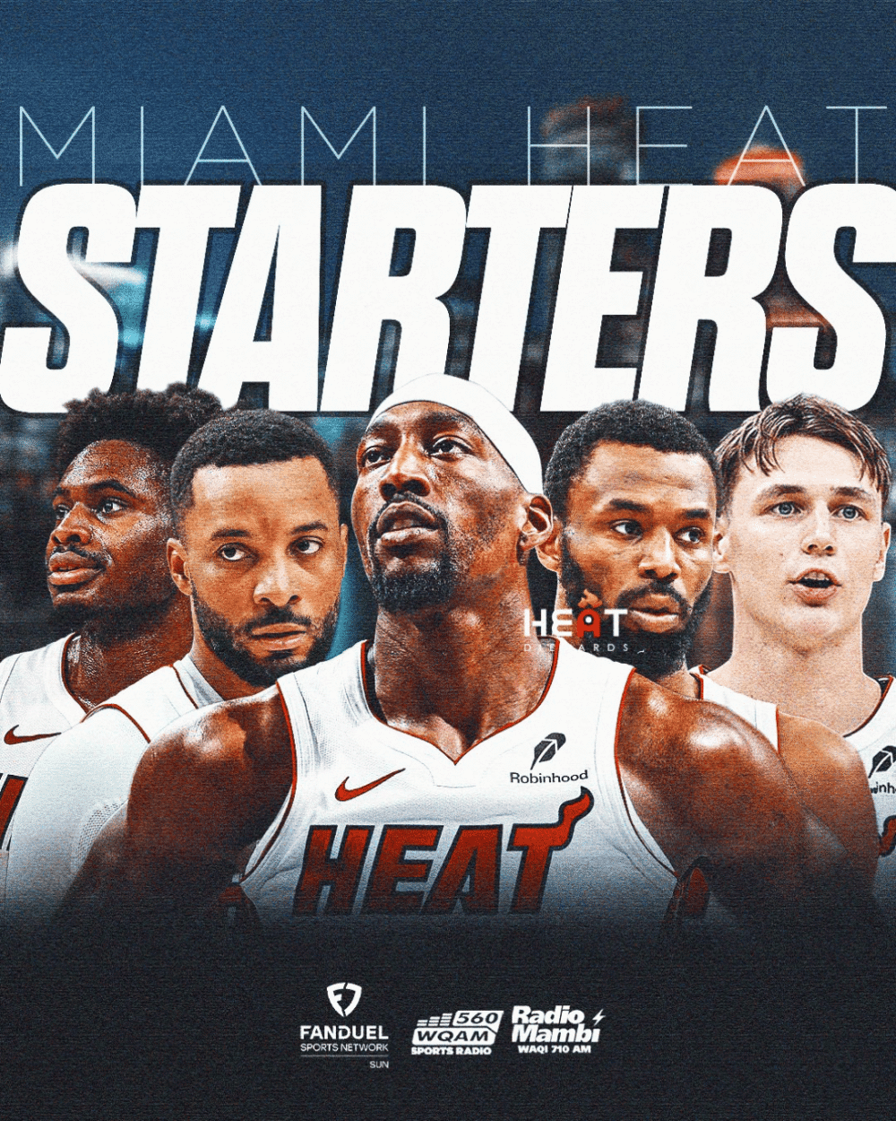 热火首发：小米切尔、鲍威尔、威金斯、拉尔松、阿德巴约