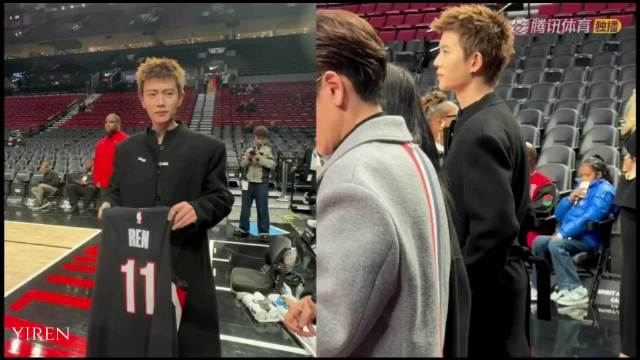 任嘉伦现身开拓者主场观赛，见证球队获胜