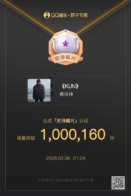 蔡徐坤新专辑《KUN》上线后的销量和口碑反响如何？