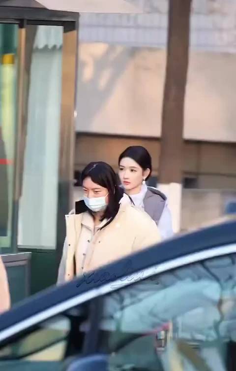 王玉雯春晚联排穿粉缎长裙现身，盘发造型精致