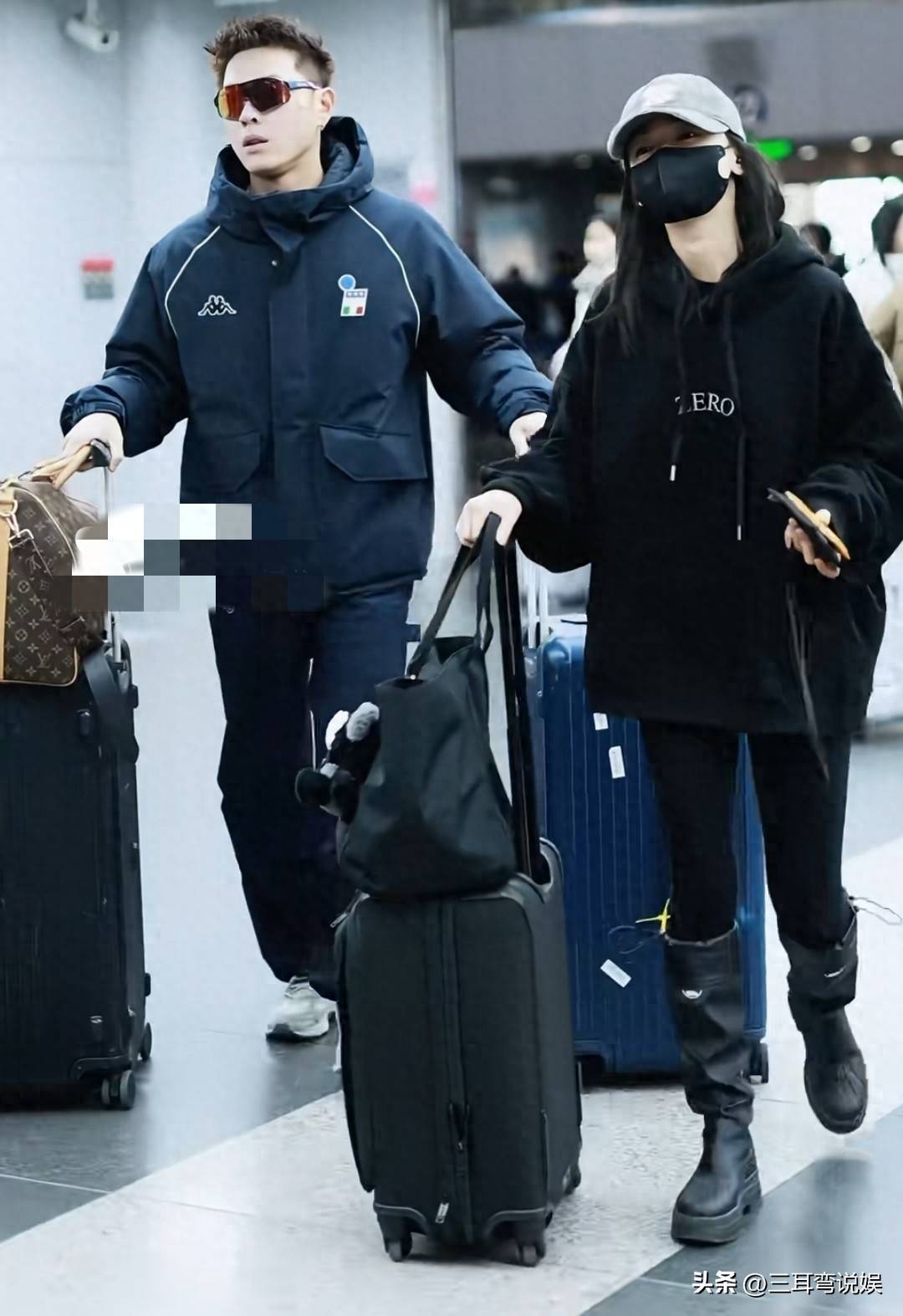 吴谨言洪尧现身机场,洪尧被赞帅气像玄彬,网友从质疑到一片祝福
