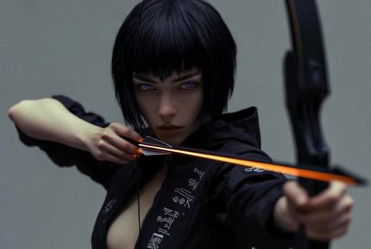 马斯克展示AI生成赛博朋克女弓箭手视频